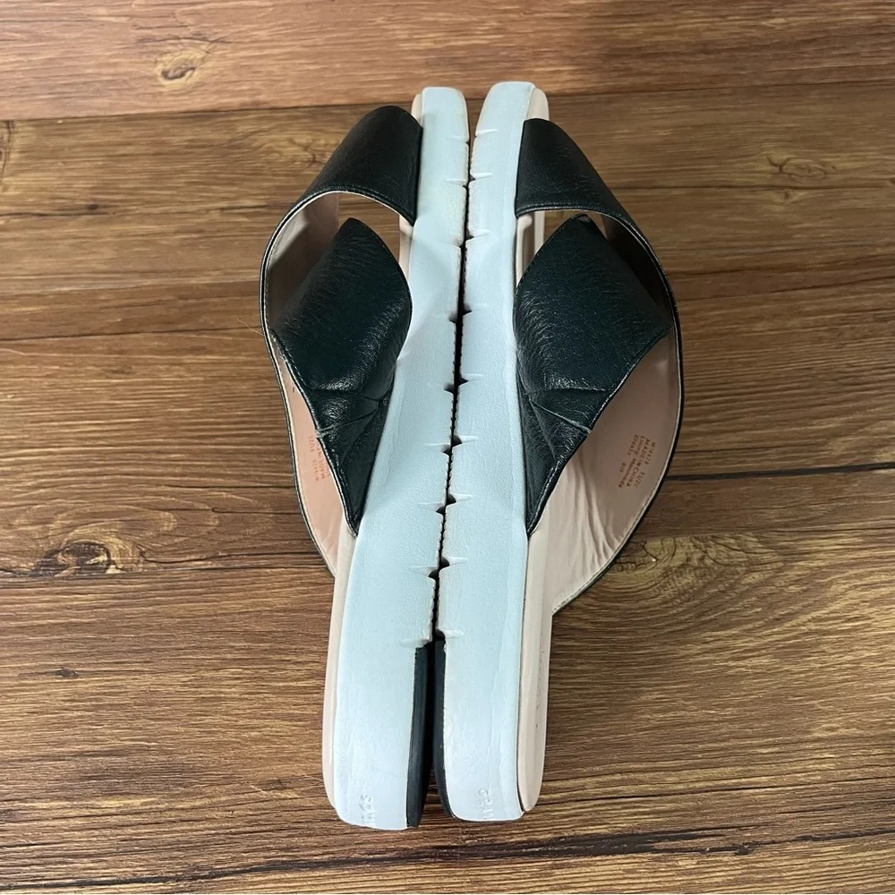 COLE HAAN‎ ZEROGRAND Criss Cross Black Leather Slides Sandals Women’s Size 9.5C